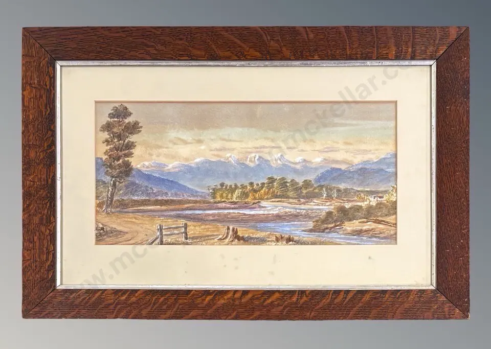 Charles Adolphus Muntz - Mountain Landscape, watercolour on paper, 220x475mm Image 1++