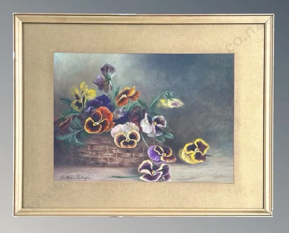 Beatrice Partridge - Pansies, oil on canvas, 280x390mm Image 1++