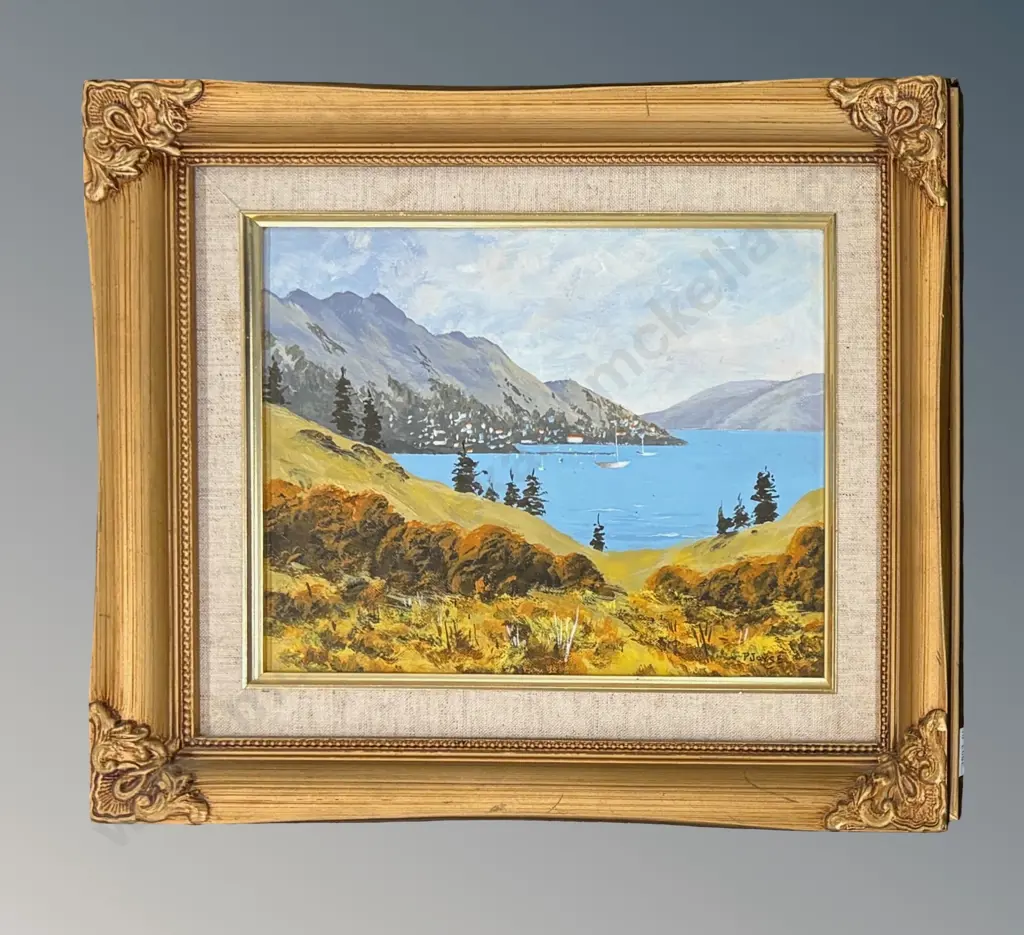 P Joyce - Akaroa Harbour, Acrylic on Board, 190x240mm Image 1++