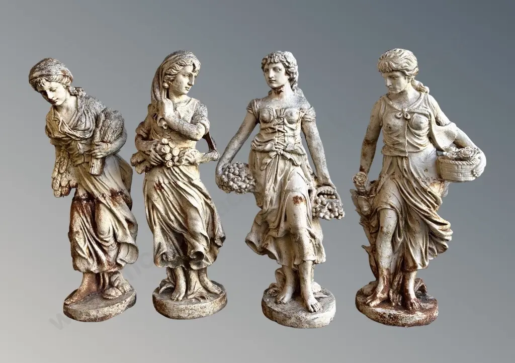 'Four Seasons' Set of Four Cast Iron Statues, weighing approx 95kg each, retail $5000, H104cm Image 1++