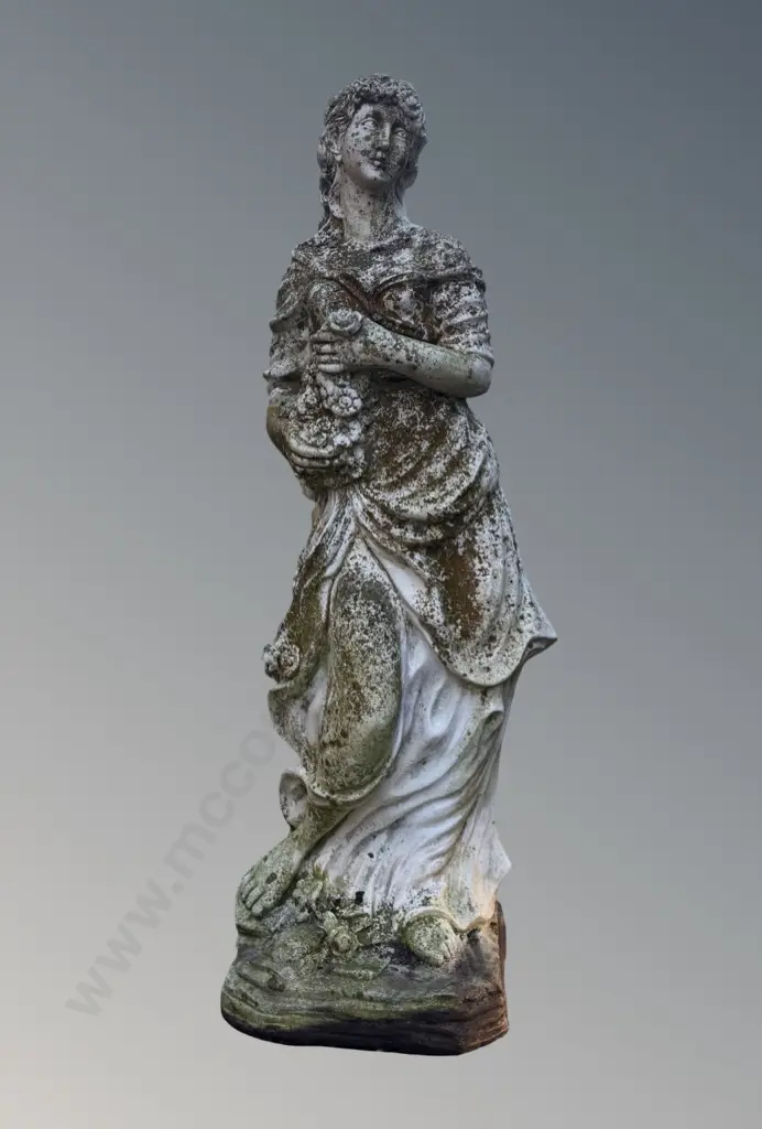 Large Concrete Outdoor Statue - Figure with Flowers H120cm Image 1++