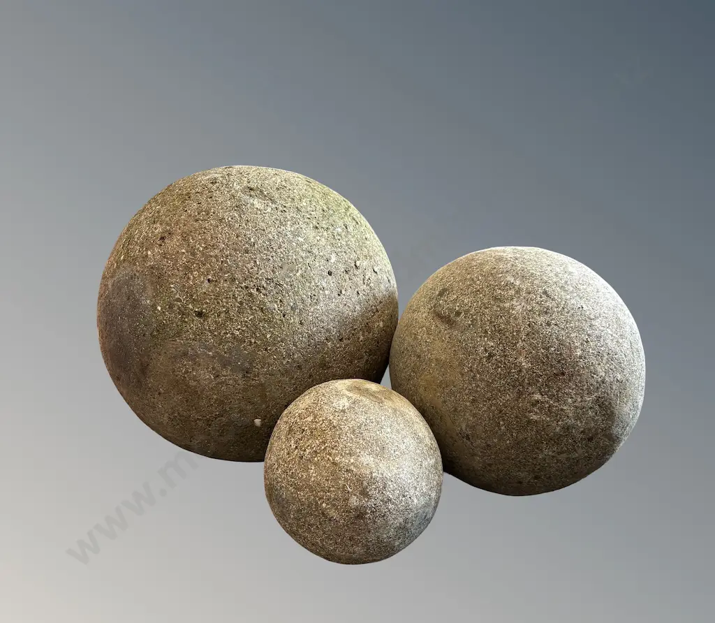 Set of Three Graduated Concrete Balls H30cm, H22cm, H12cm Image 1++