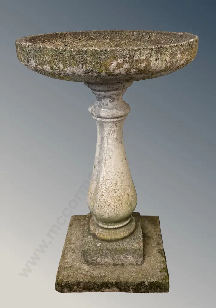 Concrete Bird Bath with Centre Pedestal Base, H66xDia43cm Image 1++