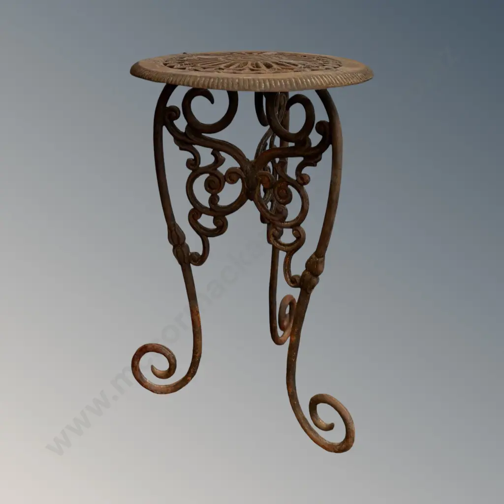 Cast Iron Plant Stand with Ornate Three Point Base H61xD35.5cm Image 1++