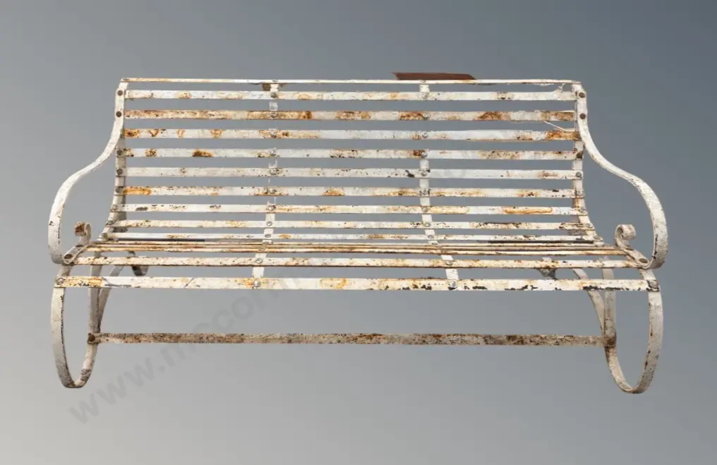 French Cast Iron Slatted Garden Bench H171xD75cm Image 1++