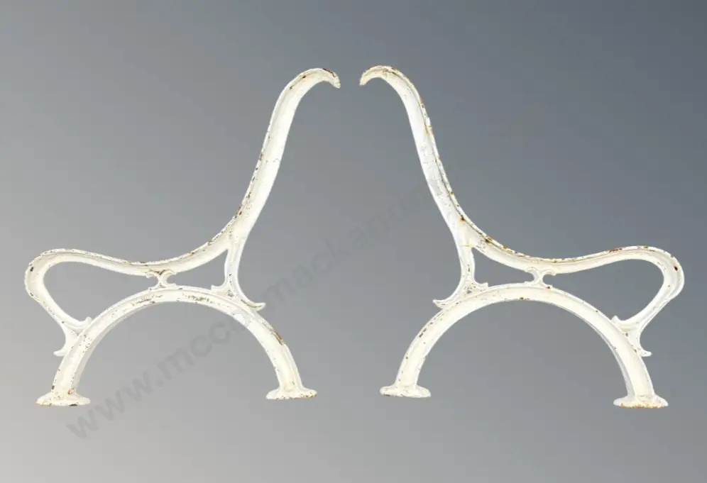 Pair of Victorian Cast Iron Bench Ends H70xD68cm Image 1++