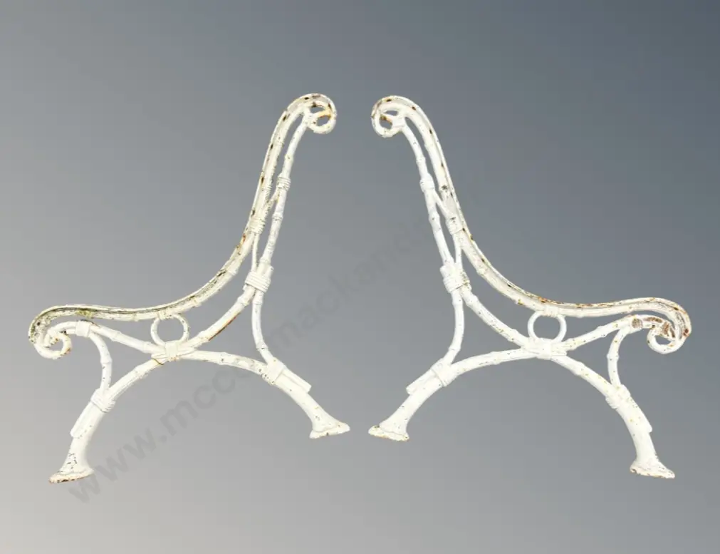 Pair of Victorian Cast Iron Bench Ends H76xD74cm Image 1++
