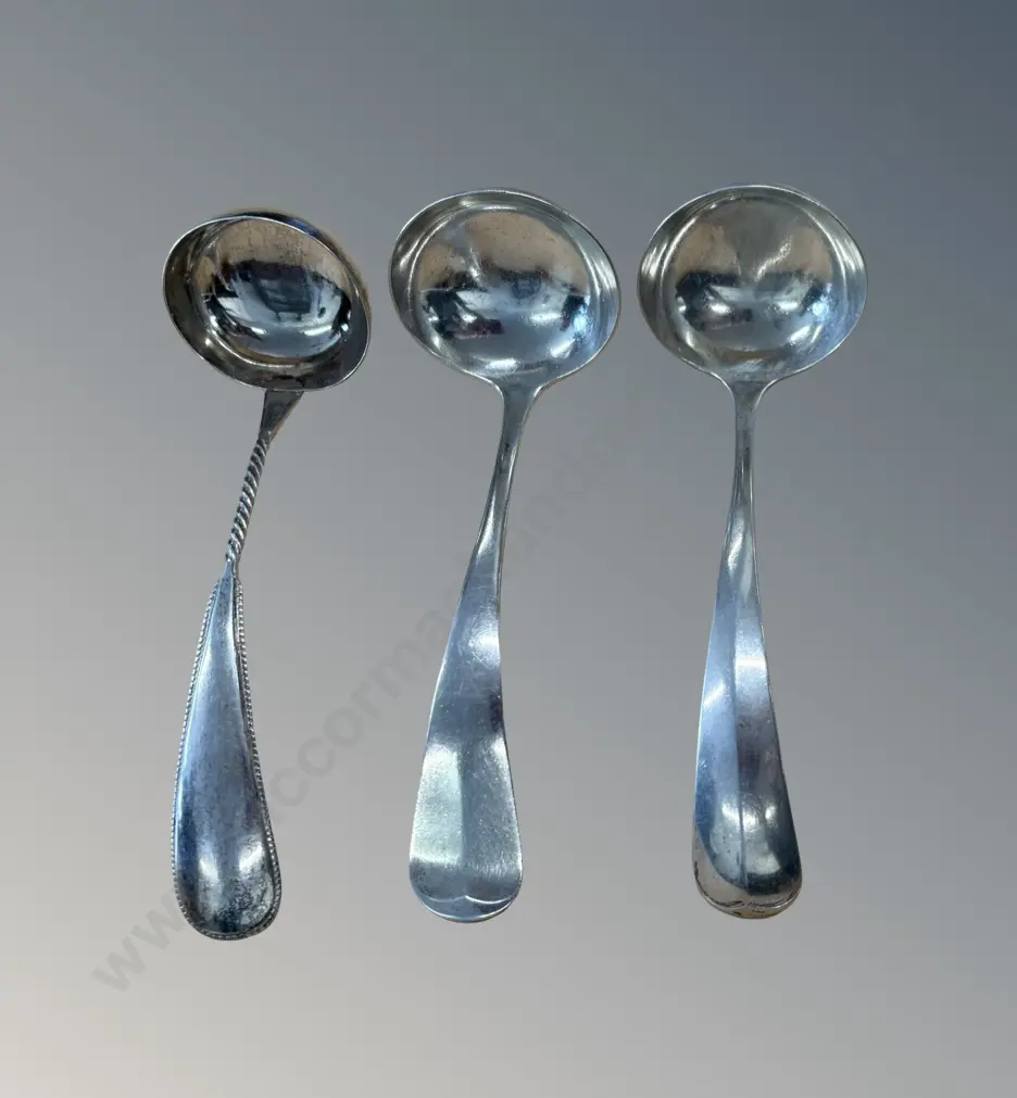 Three Sterling Silver Ladles, TW164gms Image 1++
