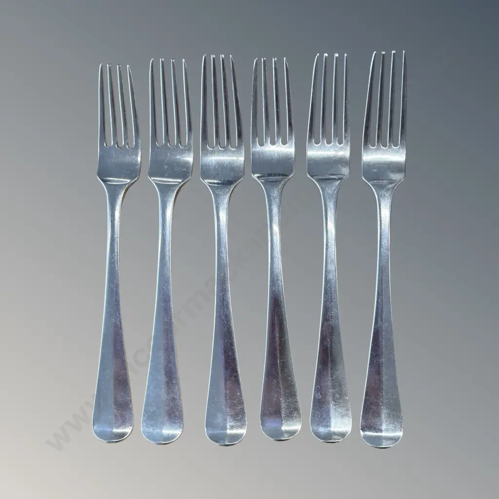 Six Sterling Silver Small Forks, TW184gms Image 1++