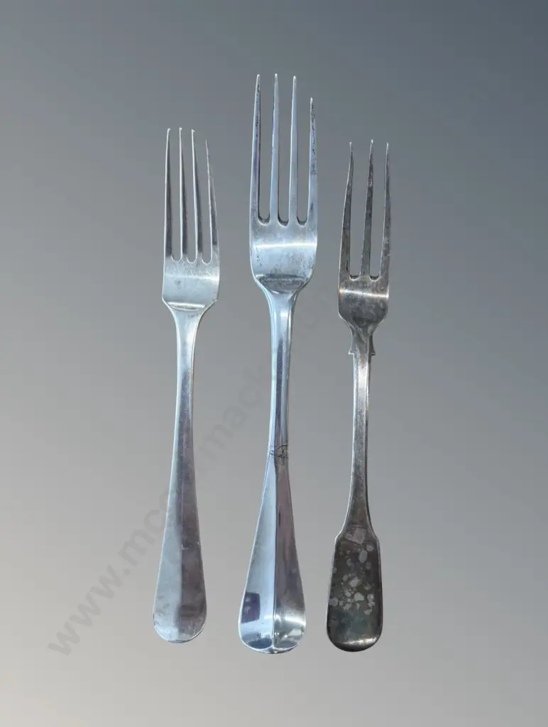 Three Sterling Silver Forks, TW112gms Image 1++