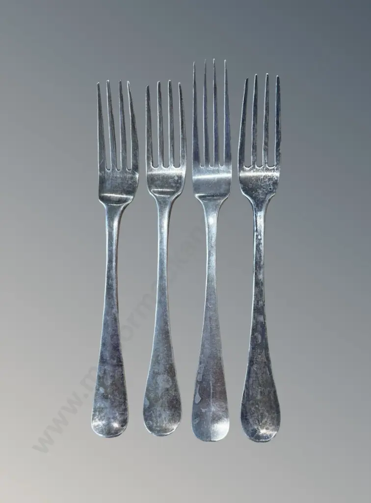 Four Sterling Silver Forks, TW231gms Image 1++