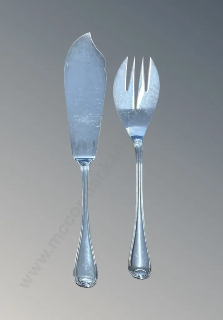 Sterling Silver (incl Blade) Fish Knife and Fork Servers, TW257gms Image 1++