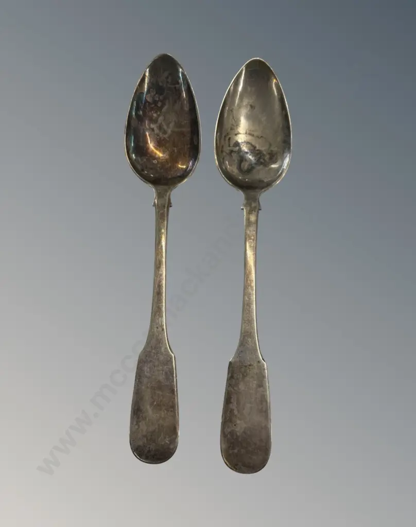 Two Sterling Silver Serving Spoons, TW157gms Image 1++