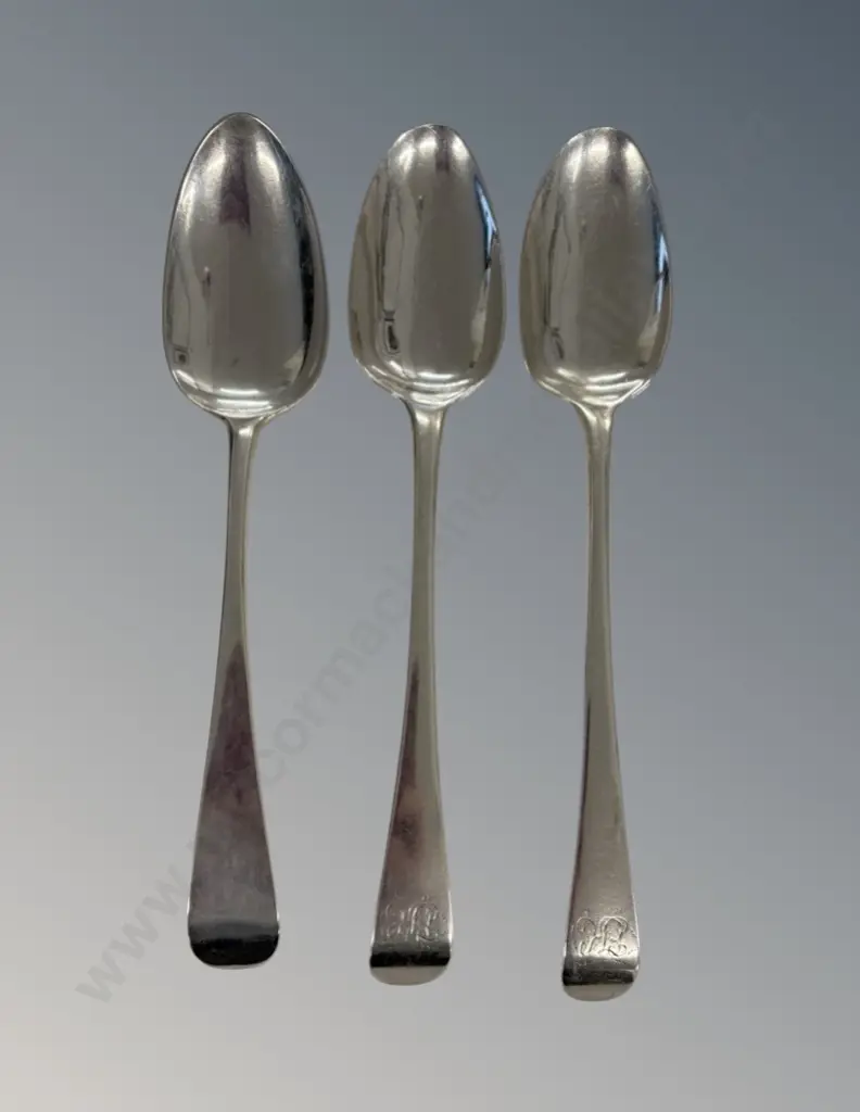 Three Sterling Silver Serving Spoons, TW159gms Image 1++