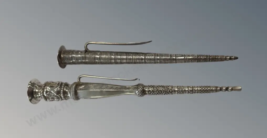 Two Sterling Silver Knitting Needle Sheaths, TW31gms Image 1++