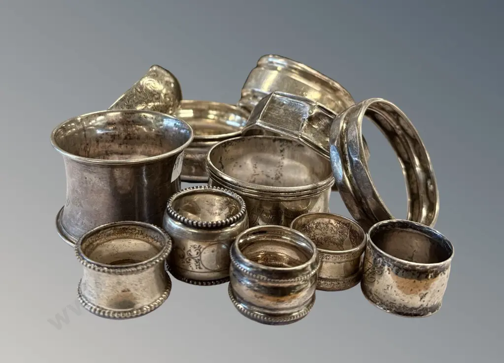 Assorted 835 Silver Napkin Rings,TW193gms Image 1++