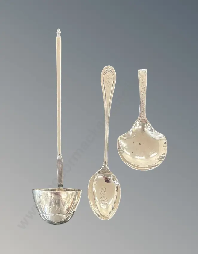 Sterling Silver Ladle and 2 Spoons, TW44gms Image 1++