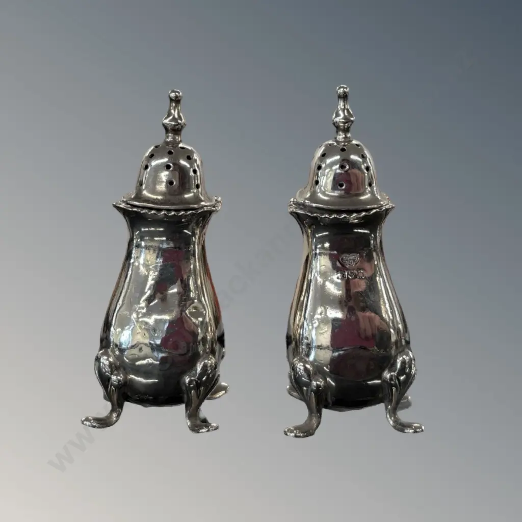 Sterling Silver Footed Salt and Pepper, TW60gms Image 1++
