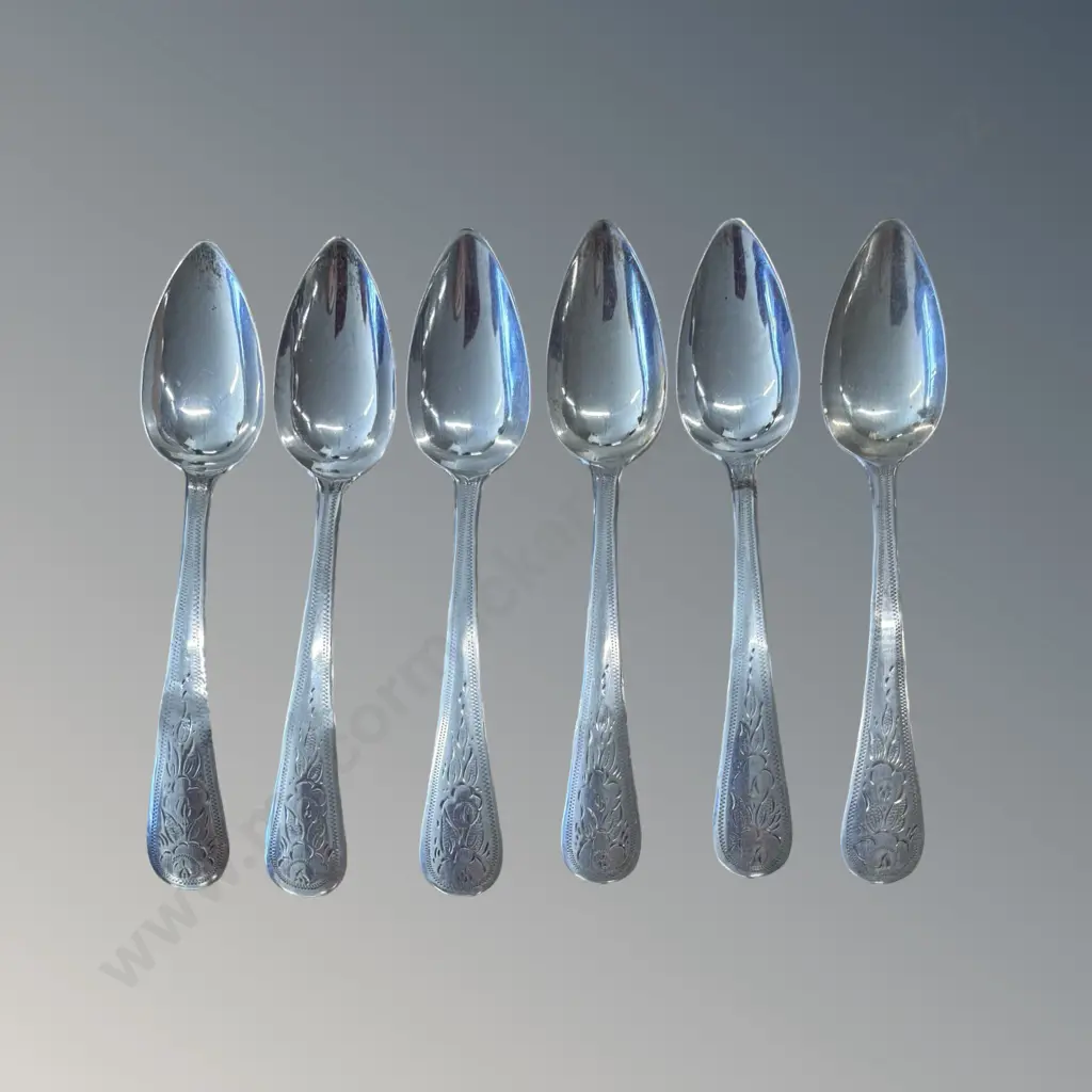 Six Sterling Silver Teaspoons, TW52gms Image 1++
