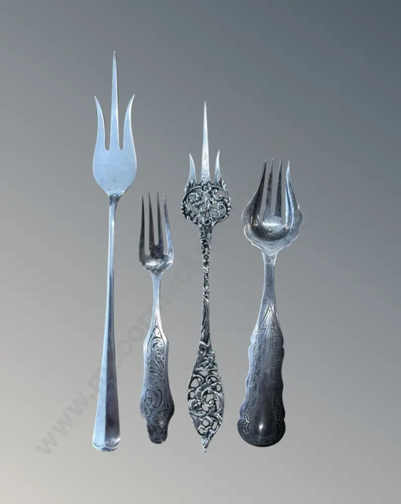 Four Sterling Silver Pickle Forks,TW77gms Image 1++