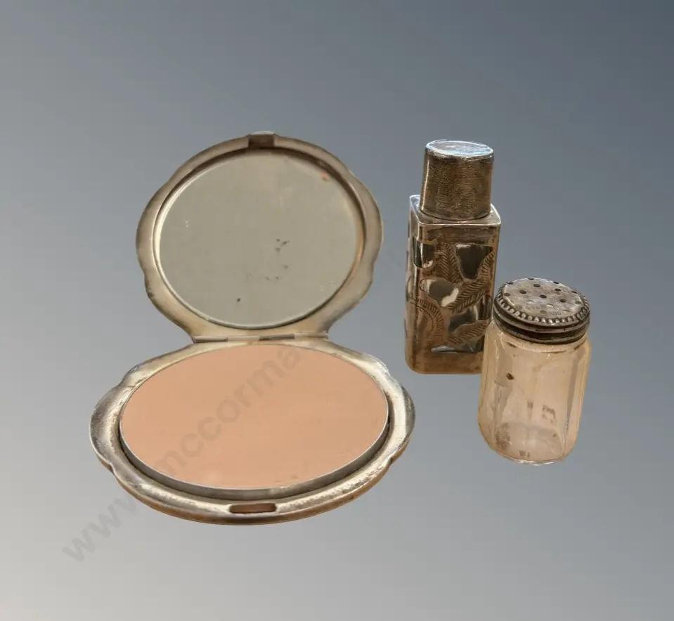 835 Silver Compact Case, 800 Silver Lidded Container & 925 Silver Lidded Container TW123gms Image 1++