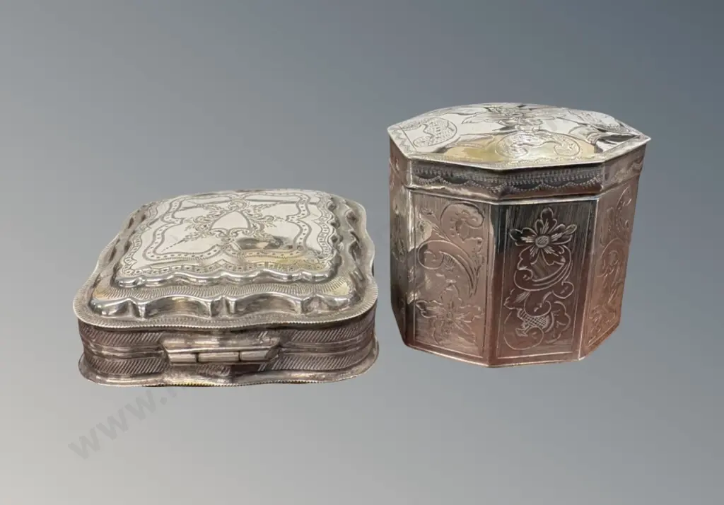 Two Sterling Silver Boxes, TW55gms Image 1++