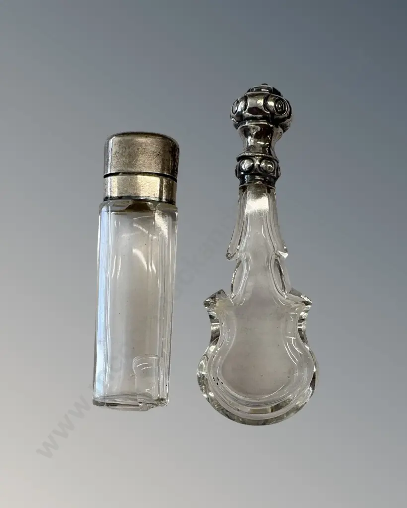 Two 835 Silver Lidded Dressing Table Bottles, 1 AF chip to base Image 1++