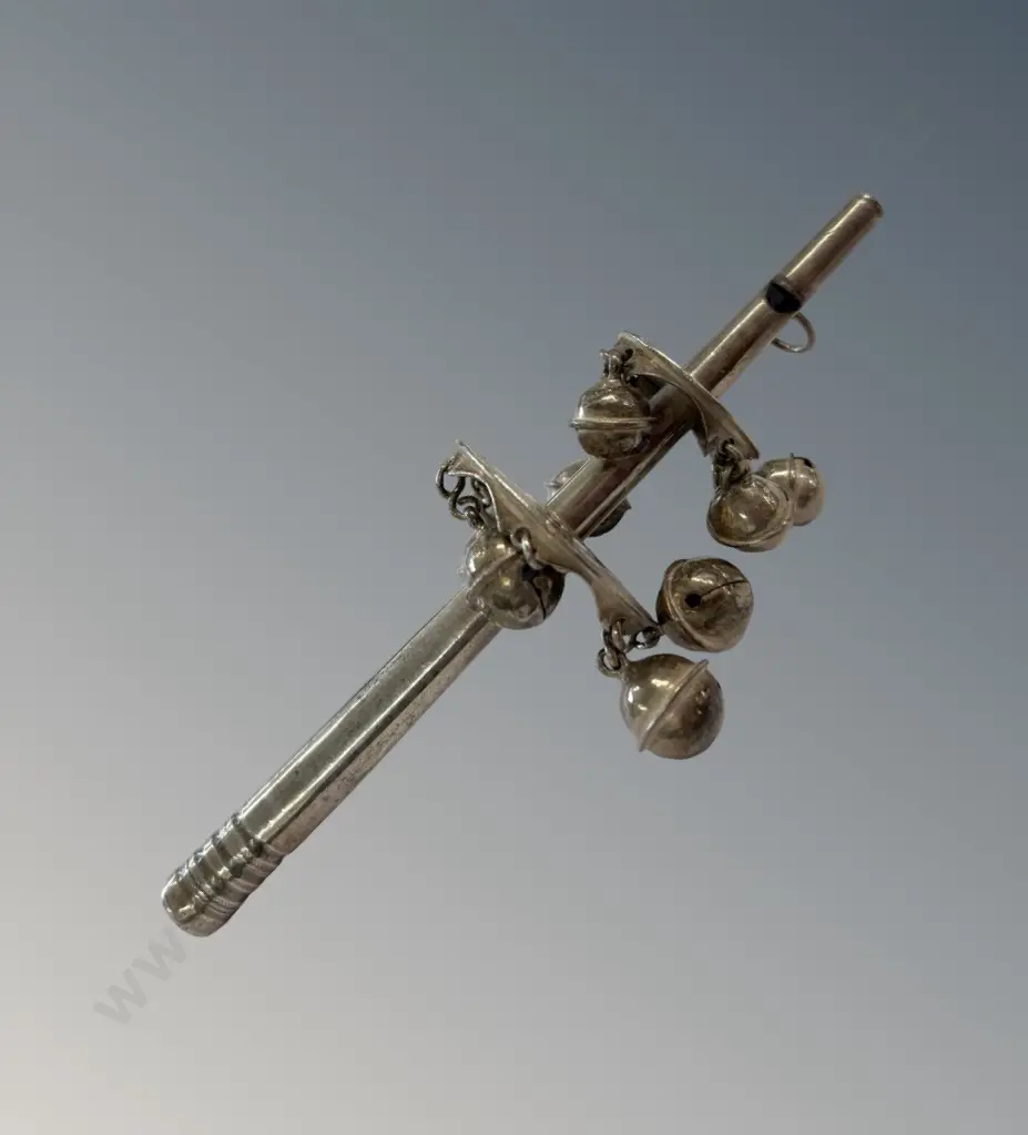 Sterling Silver Baby's Rattle, TW43gms Image 1++