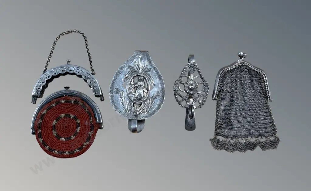 Two 835 Silver Chatelaines, Coin Purses and Coin Purse Handle, TW100gms Image 1++