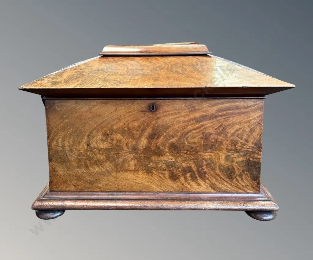 Flame Mahogany Tin Lined Cellarette, H50xL72xD56cm Image 1++