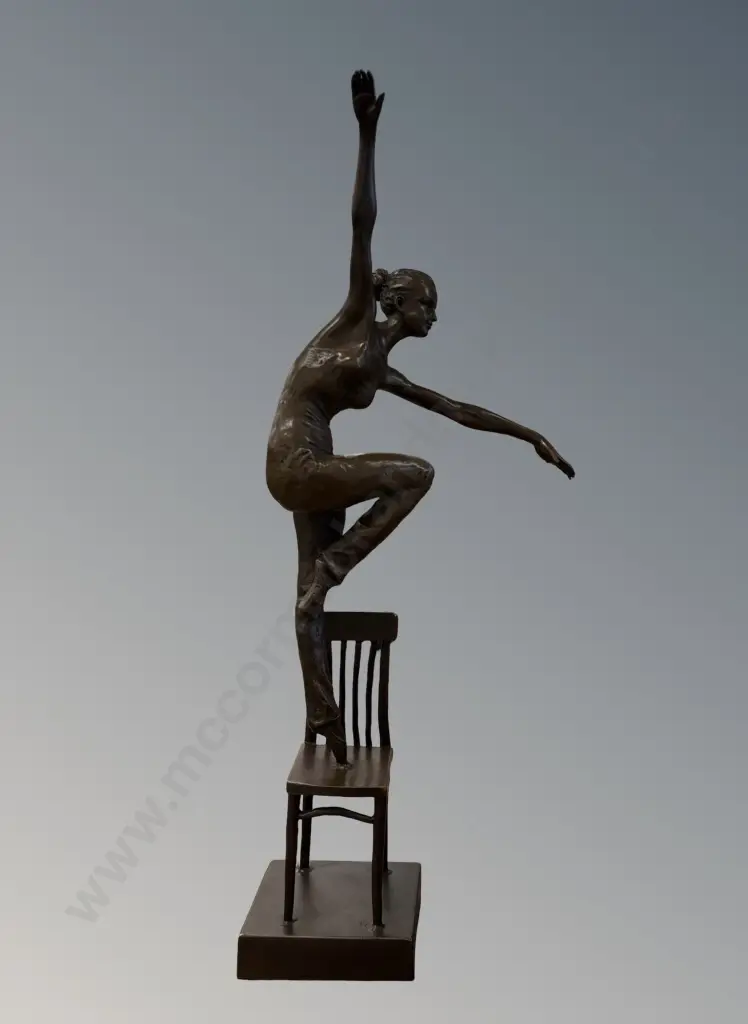Bronze Figurine - Ballet Dancer on Chair, H48cm Image 1++