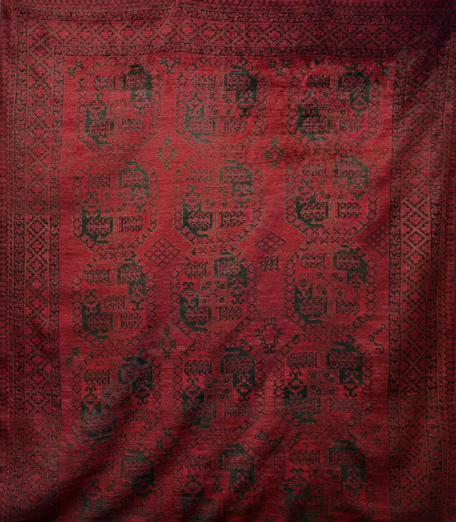Antique Turkoman Ersari Rug - Vines and Rosette, Red, Black and Brown Tones 320x220cm Image 1++