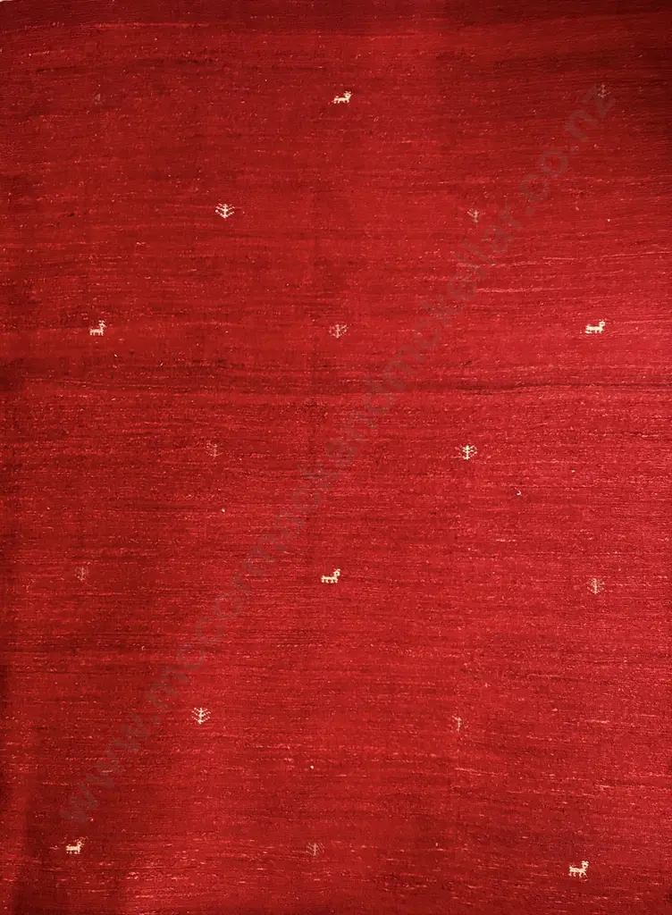 Gabbeh Soumak Rug - Stylised Motifs Over a Red Field, 230x160cm Image 1++