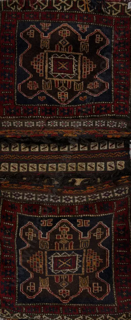 Persian Camel Bag - Brown, Navy and Red Tones 122x53cm Image 1++
