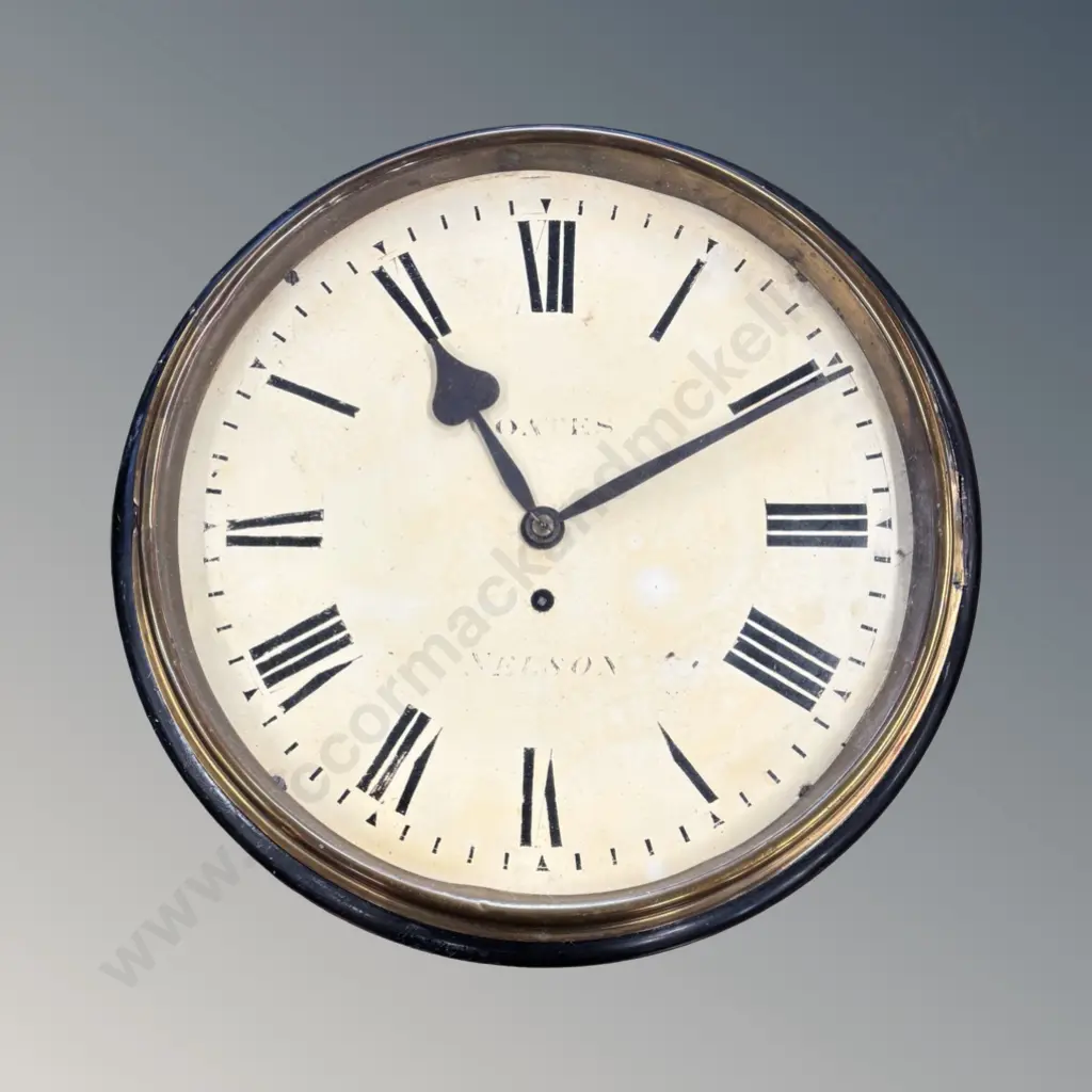 Mahogany Cased Coates Nelson Wall Clock with Brass Surround D35cm Image 1++