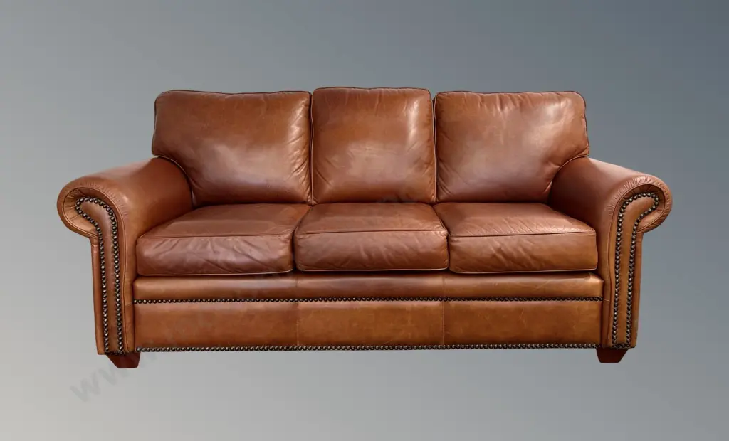 Rolled Arm Leather 3 Seater Sofa L185xD85 and 2 Large Armchairs,L104xD85cm Image 1++
