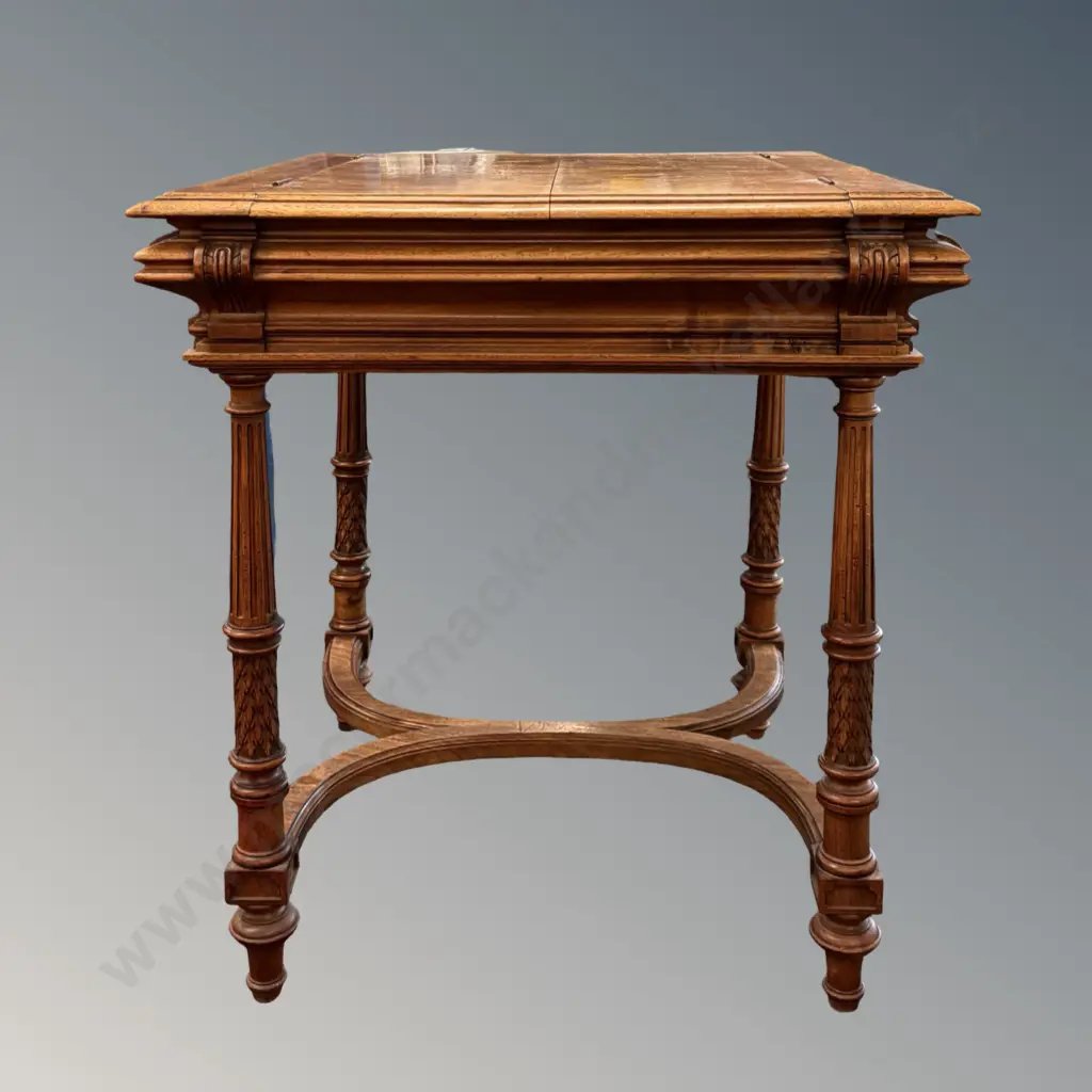 Mahogany Games Table with Lift up Lid on Reeded Legs H70xD63xW63cm Image 1++