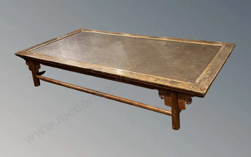 Large Eastern Style Coffee Table with Woven Inlay Top H40xL223xD113cm Image 1++