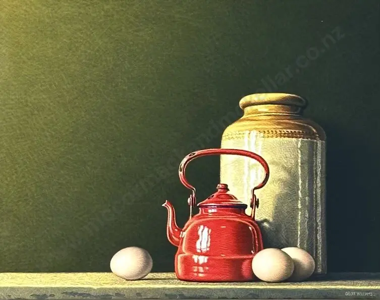Geoff Williams - Red Kettle, acrylic on board, 315x405mm Image 1++