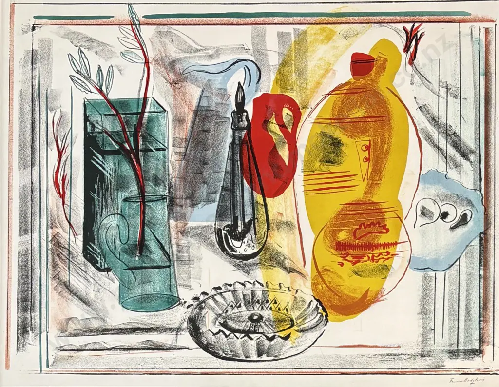 Frances Hodgkins - Arrangement of Jugs, lithograph on paper, 480x625mm Image 1++