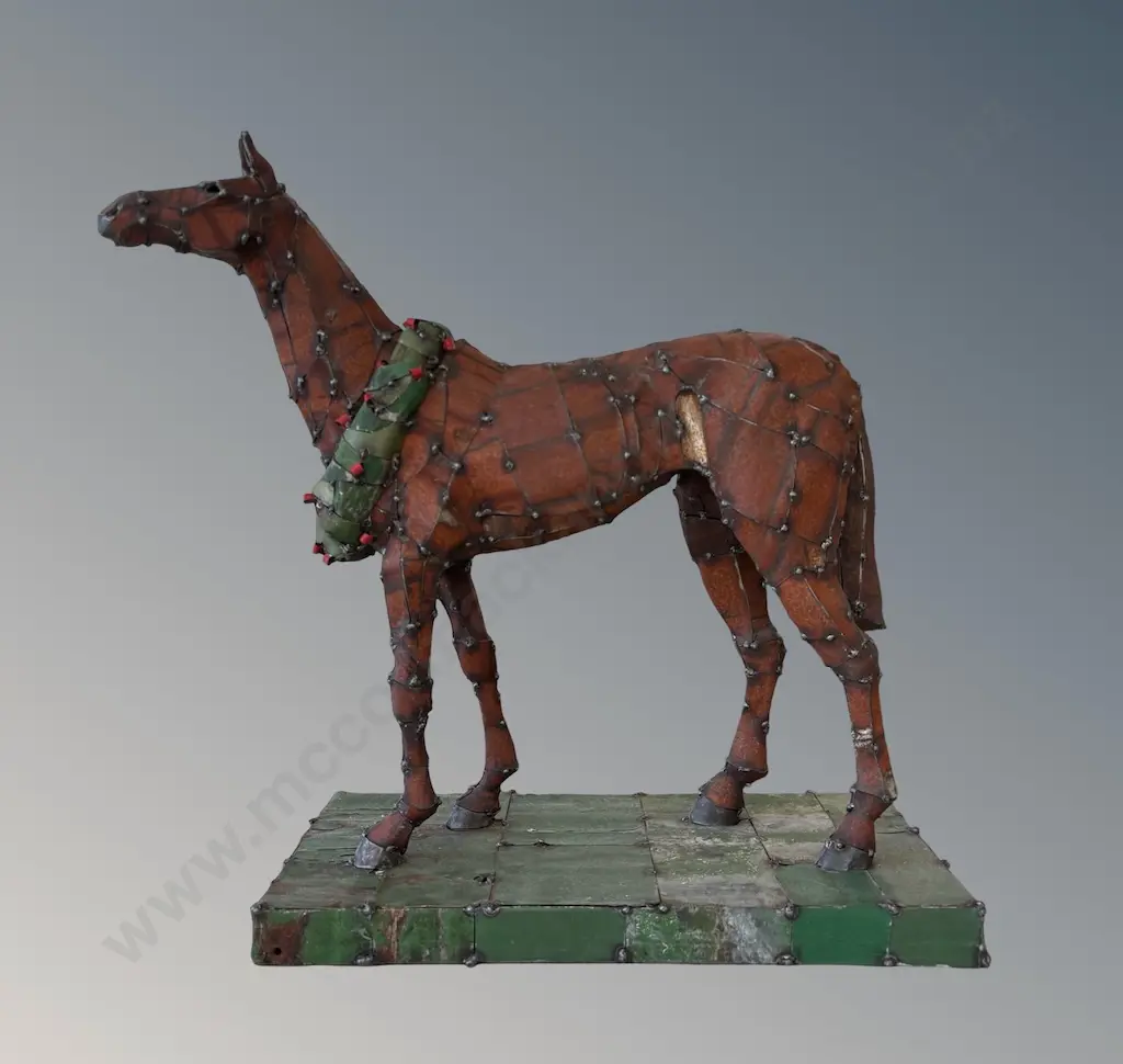 Hannah Kidd - 'Winner Winner' Horse Sculpture, steel and corrugated iron H530xL550mm Image 1++