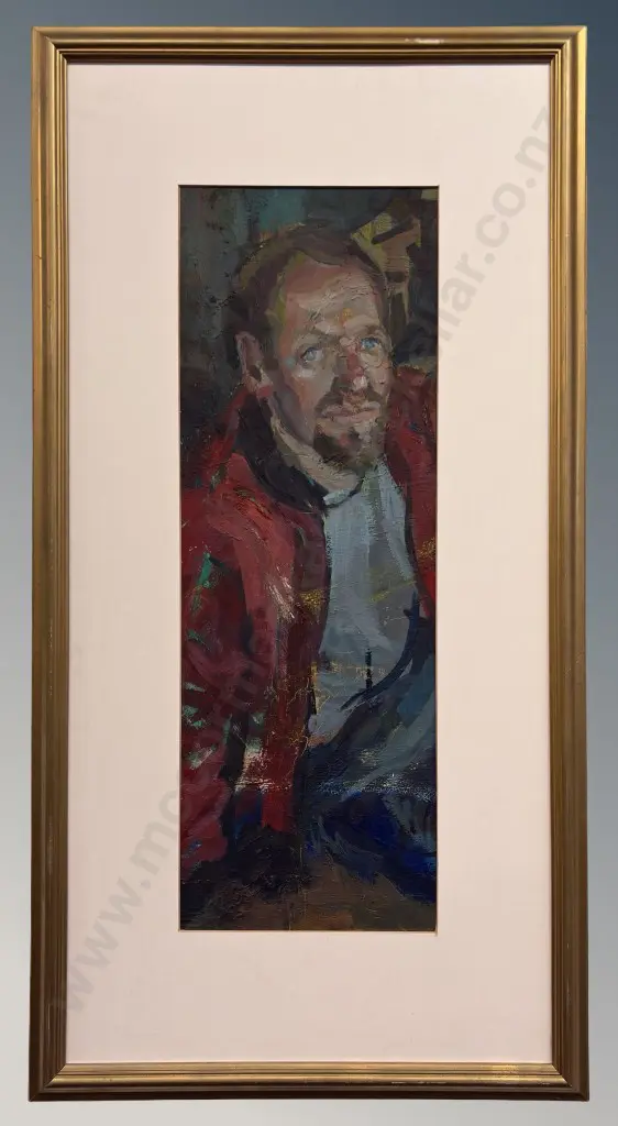 Alan Pearson - Portrait of Dick Frizzell, oil on canvas, 660x230mm Image 1++