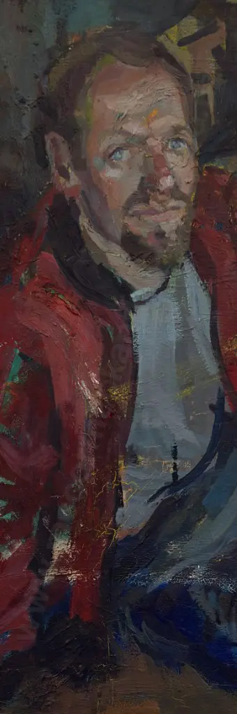 Alan Pearson - Portrait of Dick Frizzell, oil on canvas, 660x230mm Image 1++
