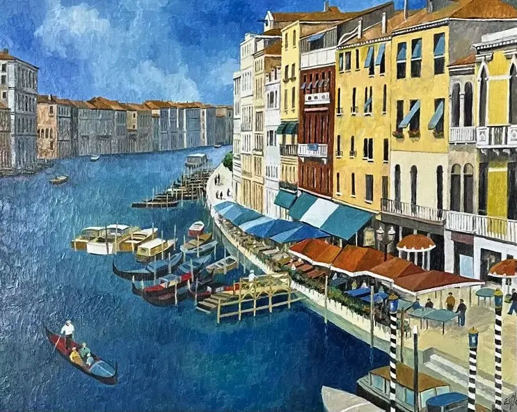 Tom Esplin - From the Rialto, oil on canvas, page 97 Tom Esplin Book, 700x560mm Image 1++