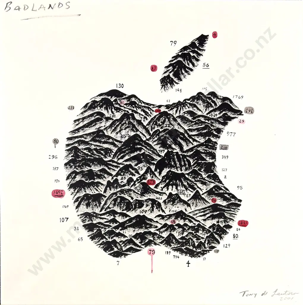 Tony de Lautour - Badlands, acrylic & screenprint on canvas, 850x850mm Image 1++