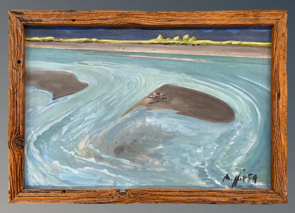 Trevor Moffitt - Rakaia River Series, No 56, oil on board, 570x870mm Image 1++