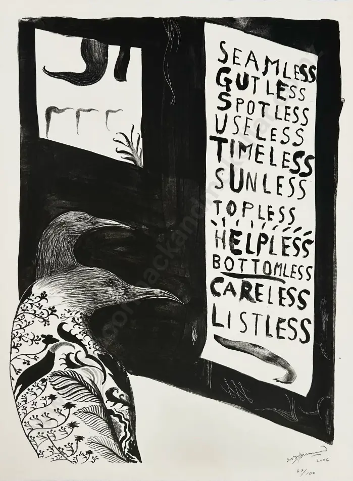 Bill Hammond - Listless 2006, lithograph 63/200, 580x430mm (unframed) Image 1++