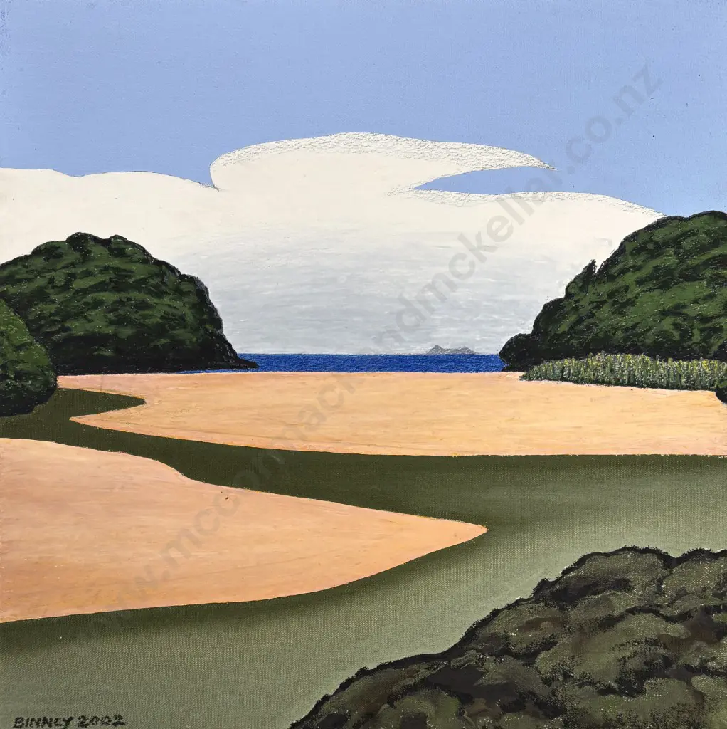 Don Binney - Mill Creek, Rakiura IV, 2002, oil on canvas, 400x400mm Image 1++