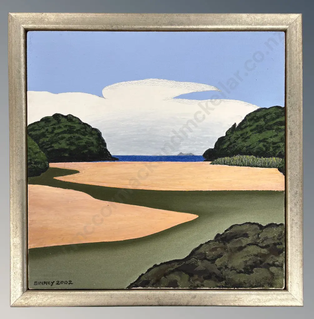 Don Binney - Mill Creek, Rakiura IV, 2002, oil on canvas, 400x400mm Image 1++