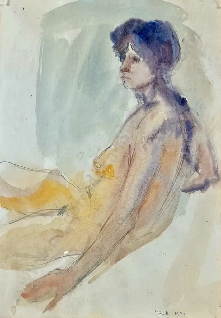 Doris Lusk - Seated Figure, 1977, watercolour on paper, 520x360mm Image 1++